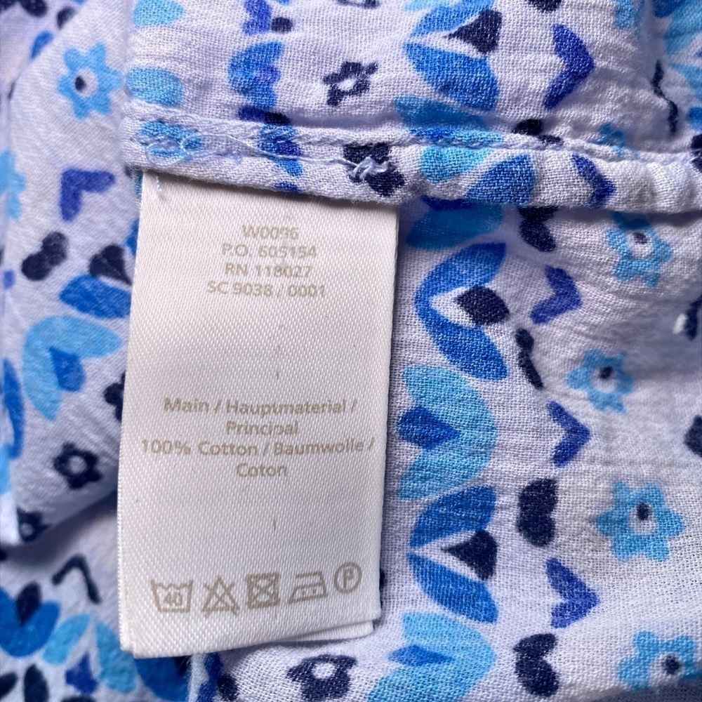 Boden Blue Gauzy Cotton Floral Pullover Boho Tassel Peasant Blouse - Picture 8 of 13